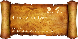 Mikolovits Ivor névjegykártya
